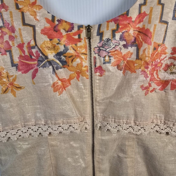 Free People Floral "The Big Bang" Metallic Aztec Mini Sleeveless Dress Size 6/Sm - Picture 13 of 16